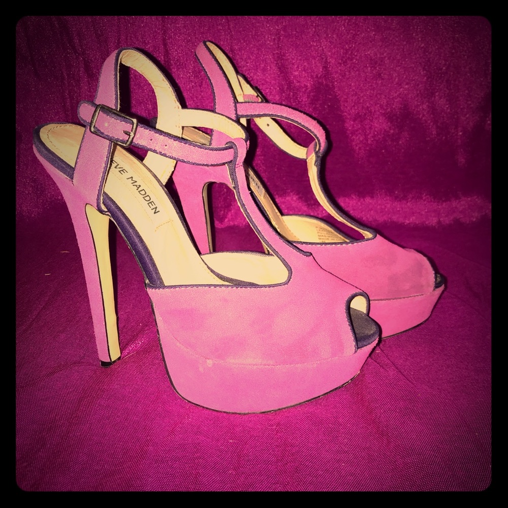 Steve Madden T strap stacked heels
